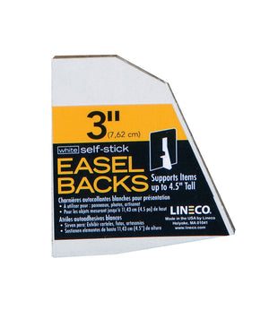 Tall, Self-Adhesive Easel Backs, Single Wing, Pack of 25, White or Black (Multiple Sizes & Colors)