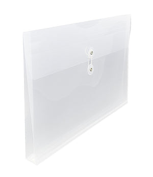 Poly Envelope with a Button and String Closure, Transparent and Sturdy, 1" Gusset (Multiple Lengths)