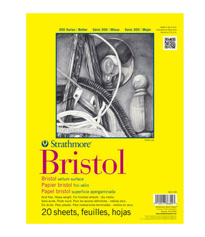 Strathmore 300 Series Bristol Paper Pad, Vellum, 20 Sheet/Pad (Various Sizes)