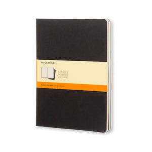 Moleskine Cahier Book (Set of 3), Extra Large, Black Cover, 7 1/2" x 9" (Various Styles)