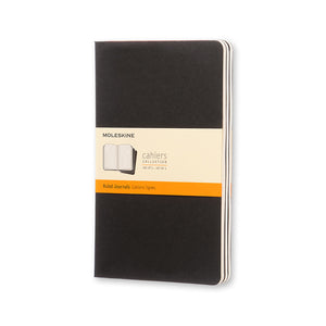 Moleskine Cahier Book (Set of 3), Large, Black Cover, 5" x 8 1/4" (Various Styles)