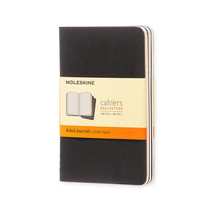 Pocket Moleskine Cahier Book - Set of 3, Large, Black Cover, 3 1/2" x 5 1/2" (Various Styles)