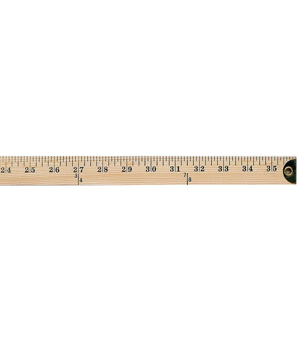 Wood Yardstick W/Metal Ends With Hole For Hanging