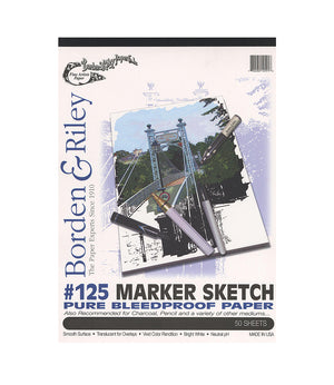 Borden & Riley #125 Marker Sketch Pure Bleedproof Paper, 9"X12", 50 Sheets/Pad
