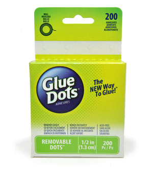 Glue Dots, Removable, 1/2" Diameter, 200/PACK