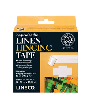 Lineco Self Adhesive Linen Hinging Tape, 1.25" x 35 Feet (Black or White)