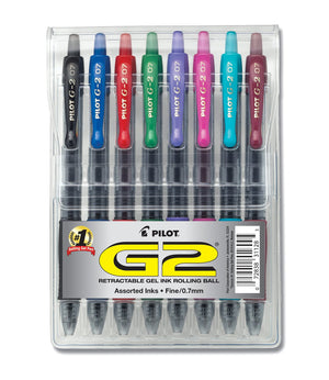 Pilot G2, 8 Color Premium Retractable Gel Ink Set, 7Mm,