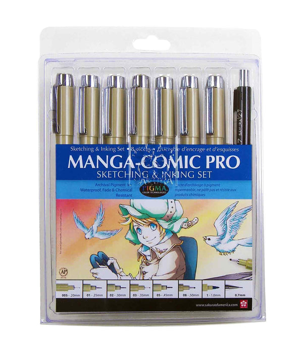 Pro Comic Drawing Kit from Pigma Micron (6 or 8 Piece Set