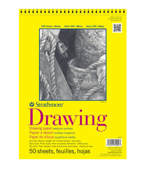 Strathmore 300 Series Drawing Pad, Spiral Bound, 50 Sheet, 11" x 14"