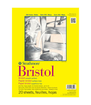 Strathmore 300 Series Bristol Paper Pad, Smooth, 20 Sheet/Pad (Various Sizes)