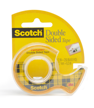 3M Double-Sided Permanent Tape with Dispenser 1/2" 250" Long