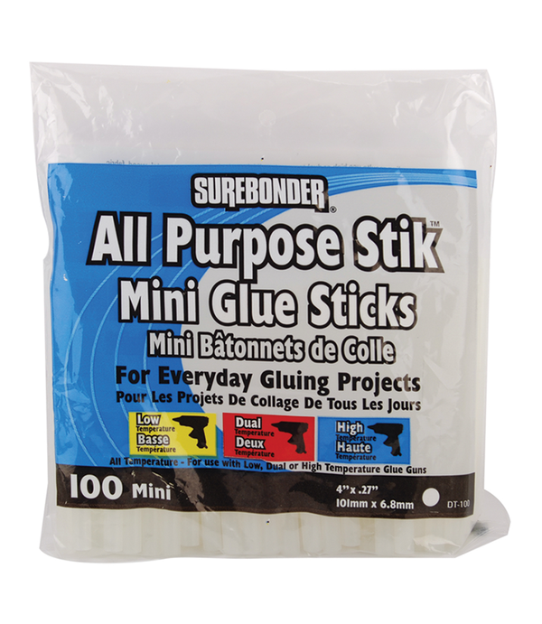 Surebonder All Temp Mini Glue Sticks For Hot Glue Gun, 100PK, 4 Long