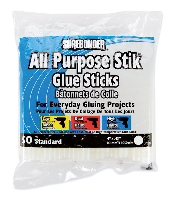 Surebonder All Temp Glue Sticks For Hot Glue Gun, 50PK, 4 Long - Columbia  Omni Studio