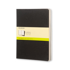 Moleskine Cahier Book (Set of 3), Extra Large, Black Cover, 7 1/2" x 9" (Various Styles)