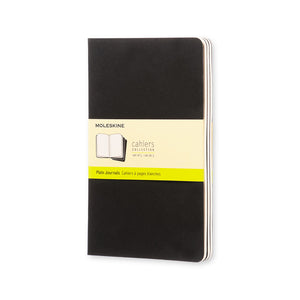 Moleskine Cahier Book (Set of 3), Large, Black Cover, 5" x 8 1/4" (Various Styles)